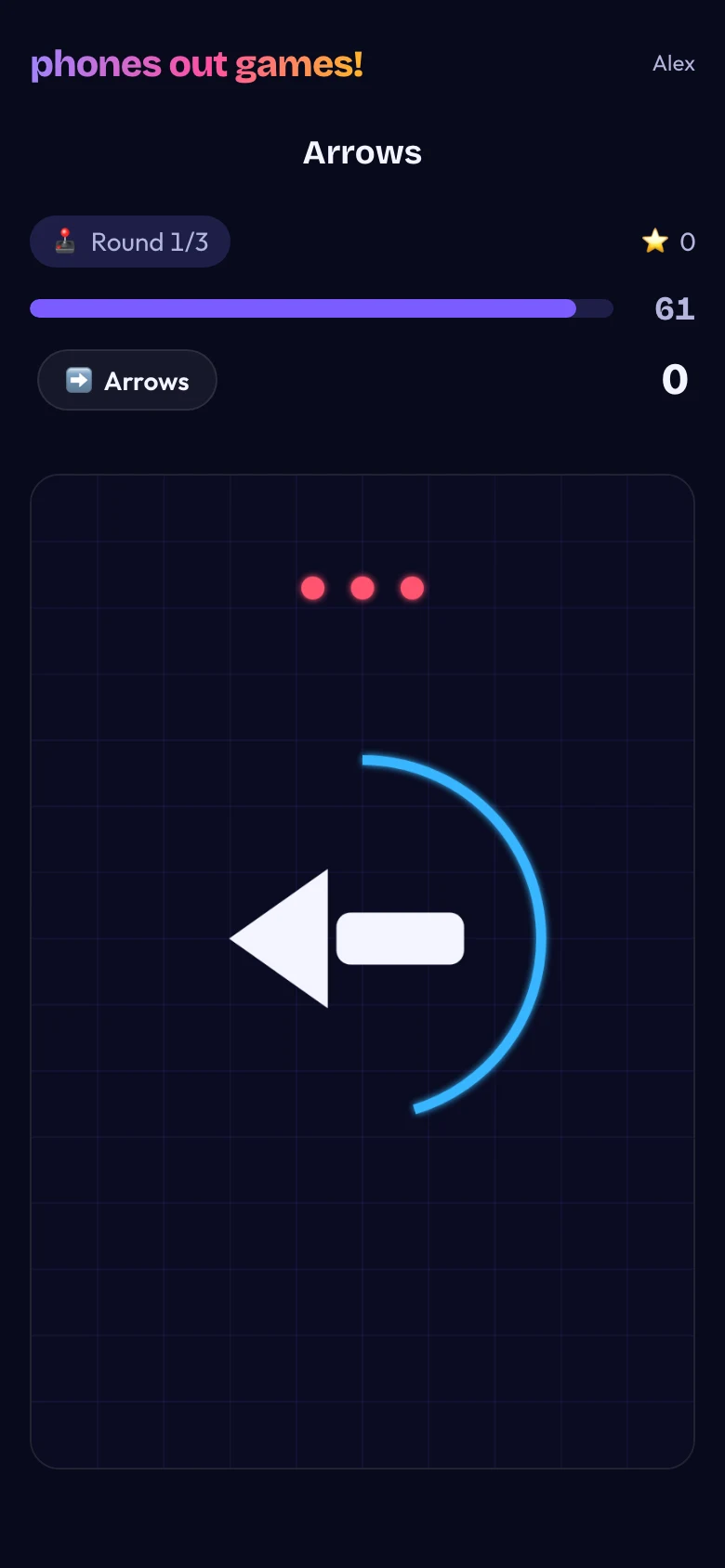 Arrows phone screen: Everyone plays at once