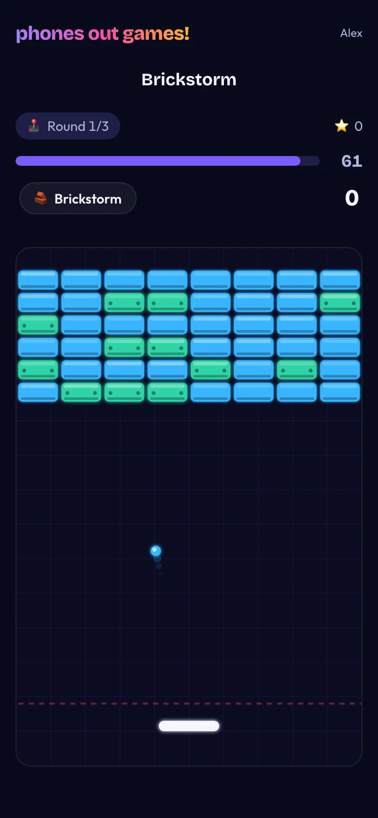 Brickstorm phone screen: Everyone plays at once