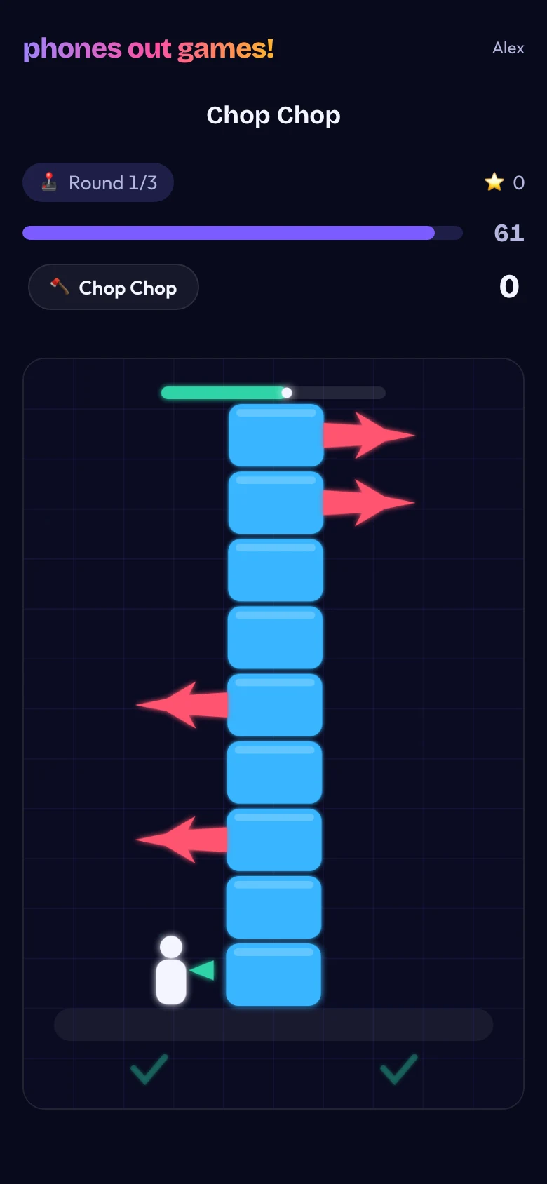 Chop Chop phone screen: Everyone plays at once