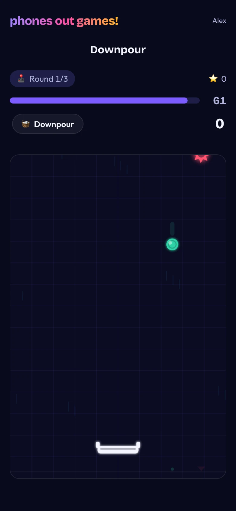 Downpour phone screen: Everyone plays at once