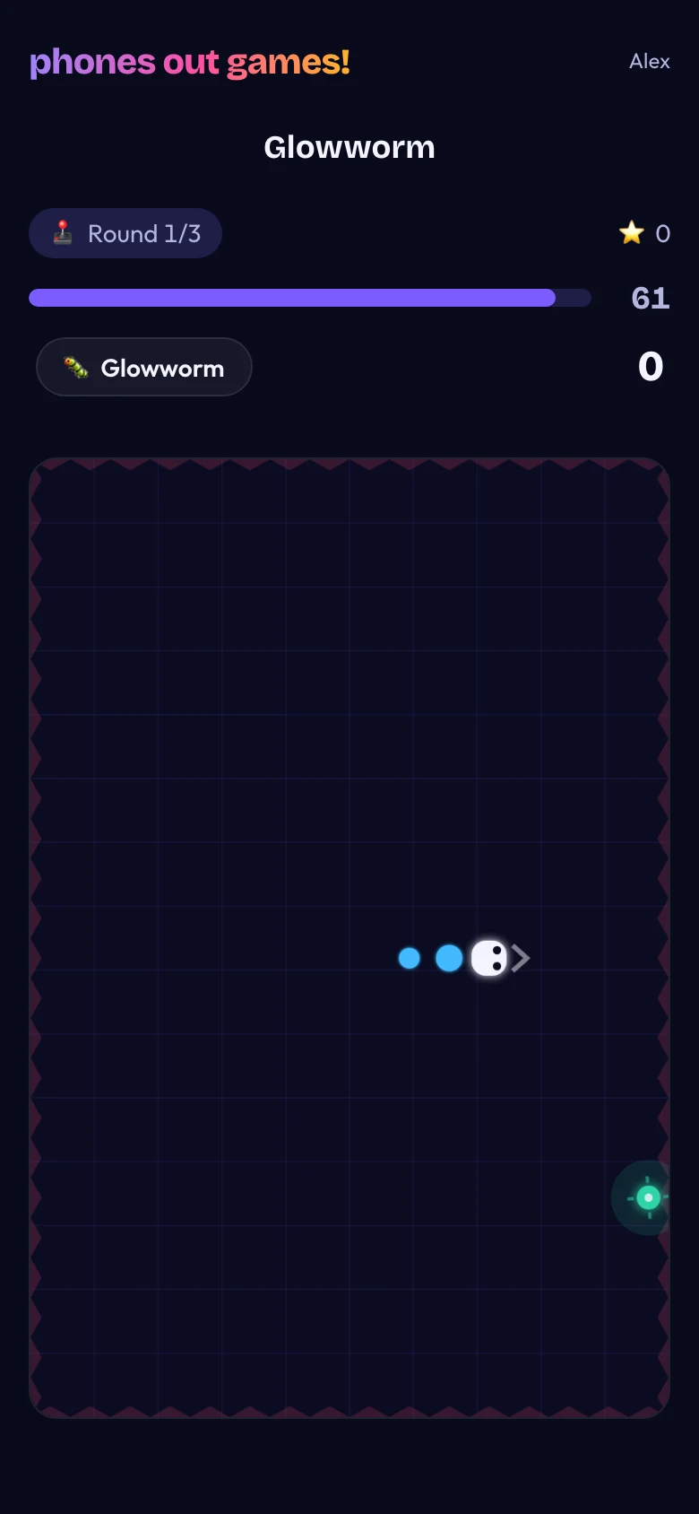 Glowworm phone screen: Everyone plays at once