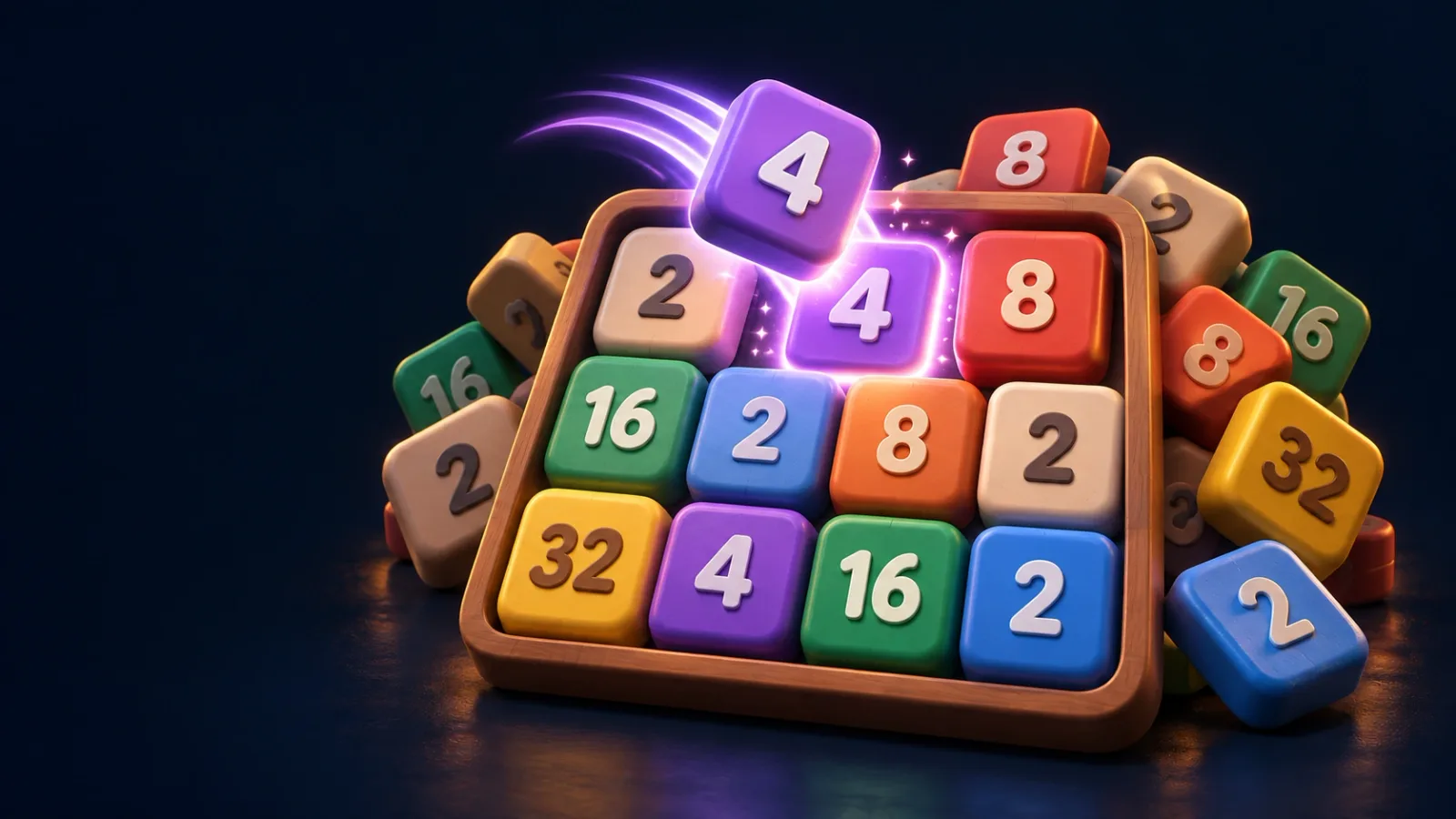 Illustrated cover for Merge. Swipe to merge matching tiles. The board fills whether you're ready or not.