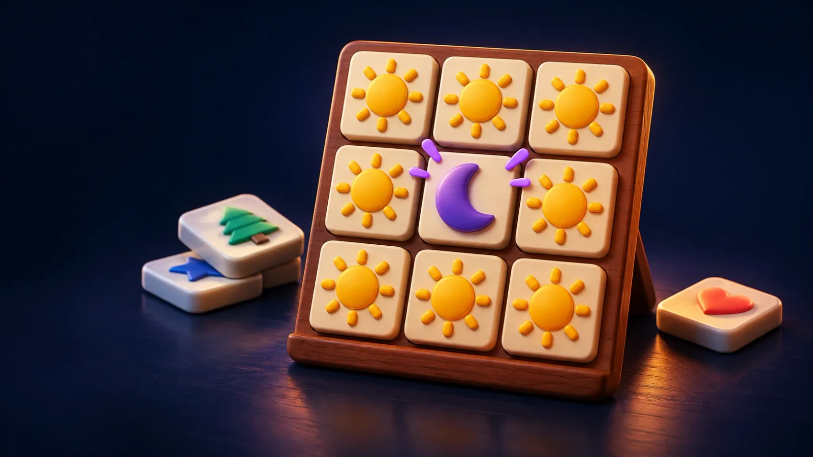 Illustrated cover for Odd One Out. One tile is lying. Find it before the board moves on.