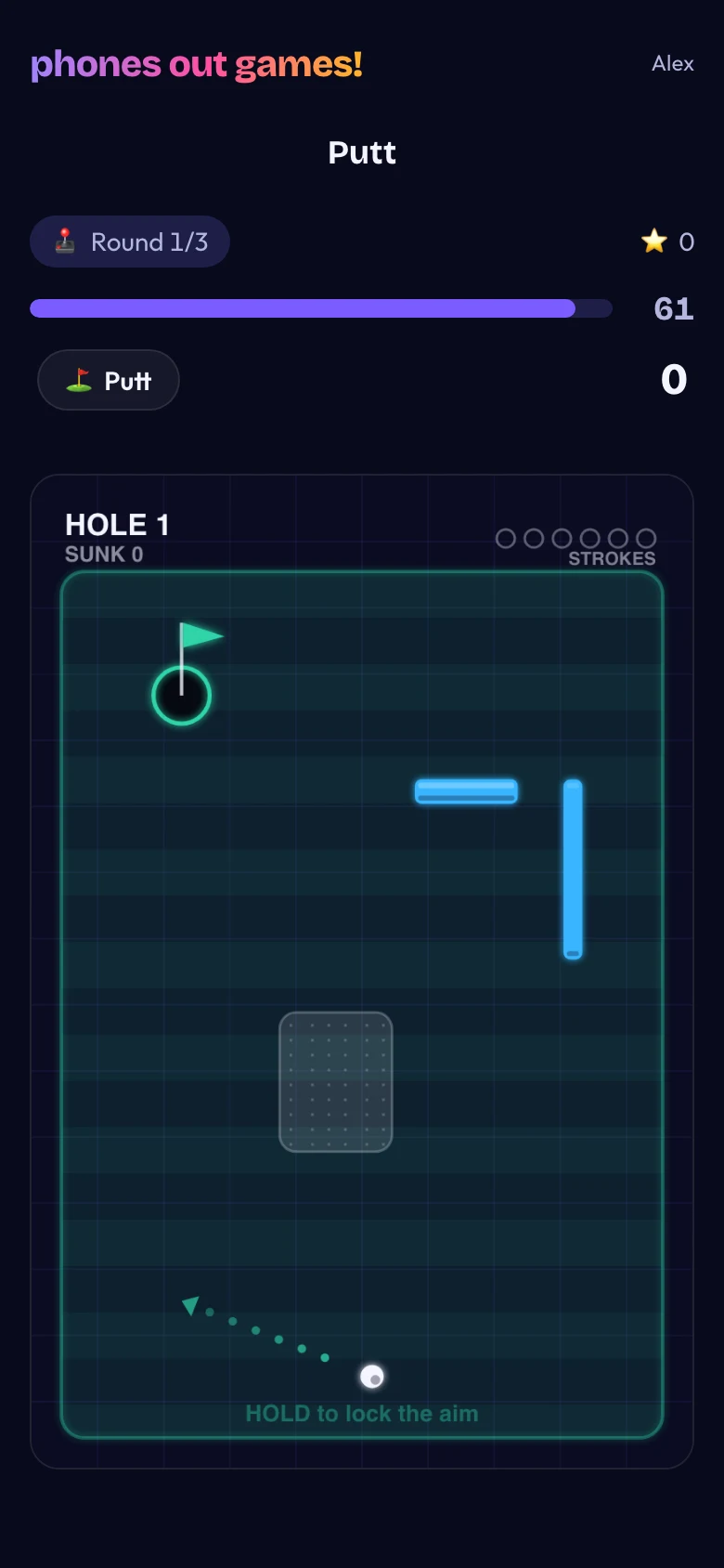 Putt phone screen: Everyone plays at once