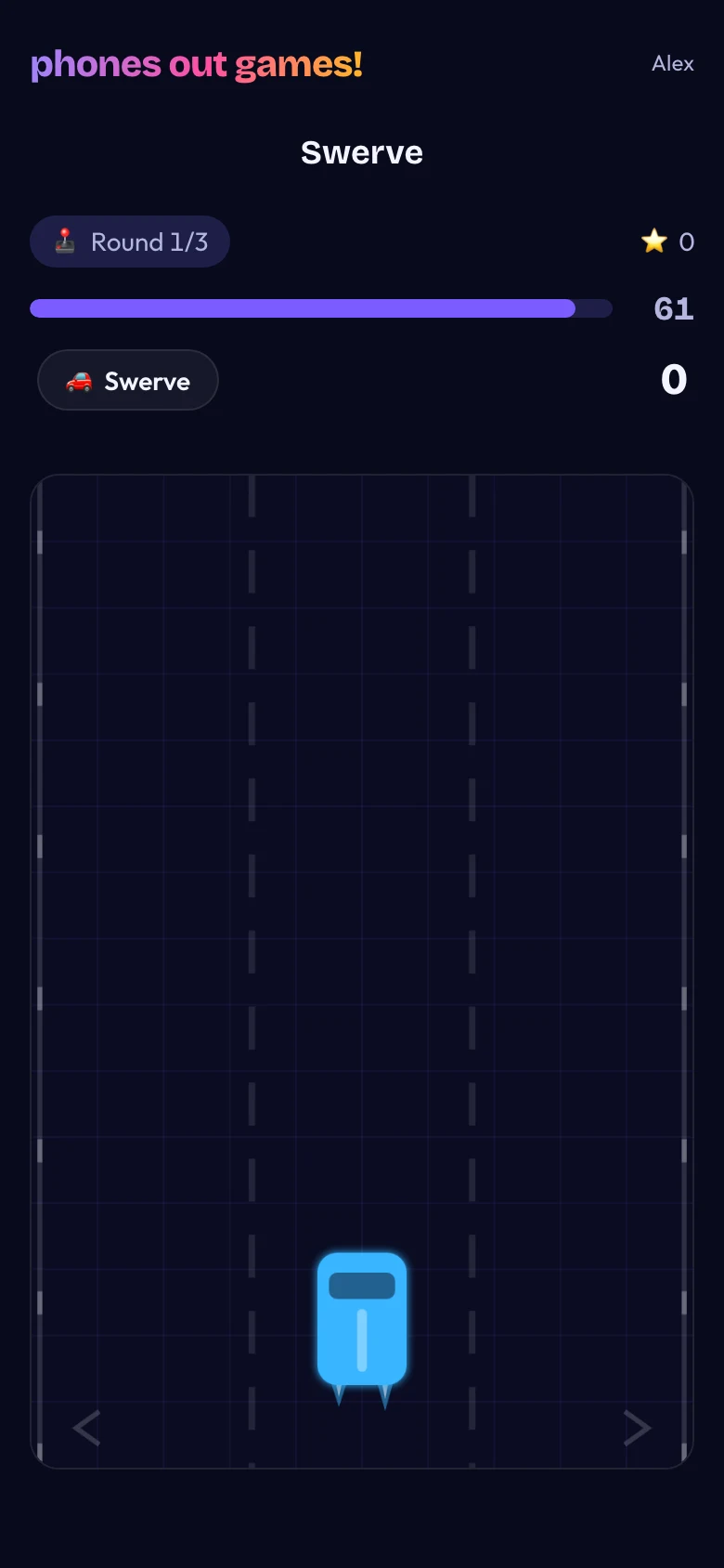 Swerve phone screen: Everyone plays at once