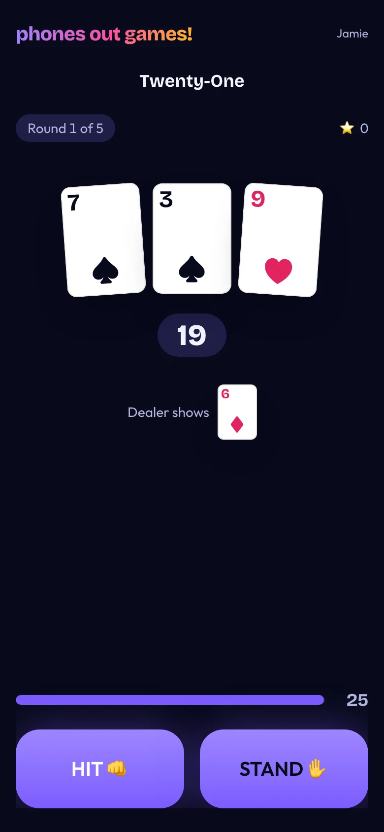 Twenty-One phone screen: Read the dealer