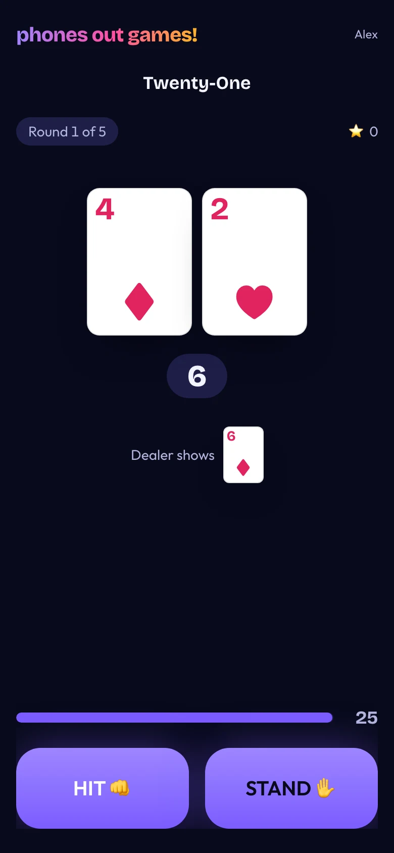 Twenty-One phone screen: Hit or stand
