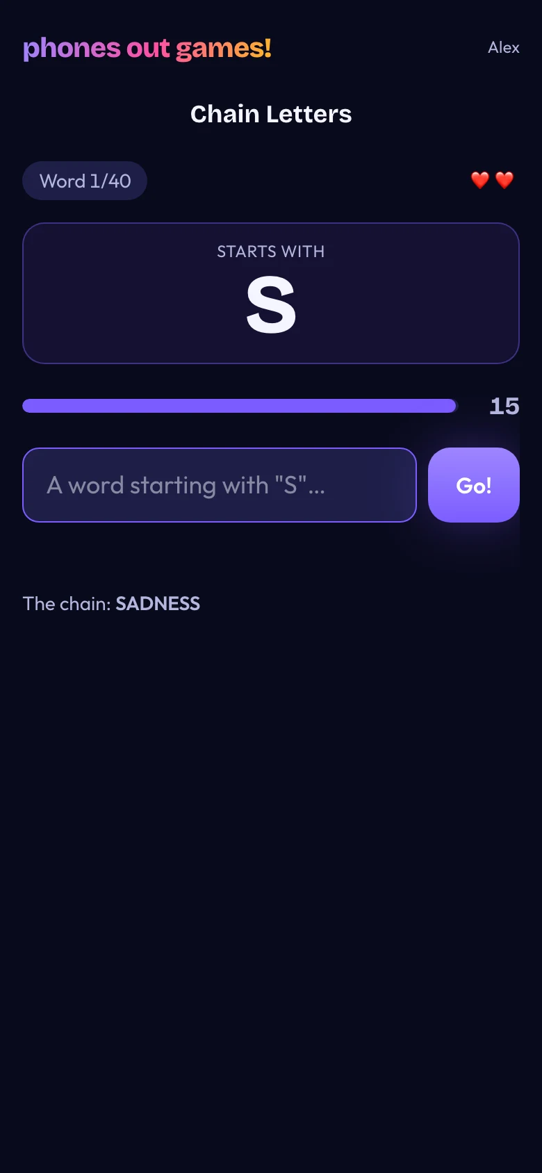 Chain Letters phone screen: Add a link
