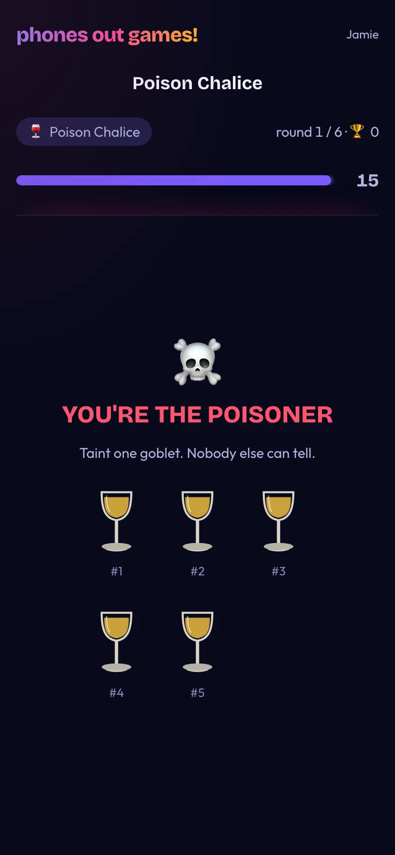 Poison Chalice phone screen: Pick your poison