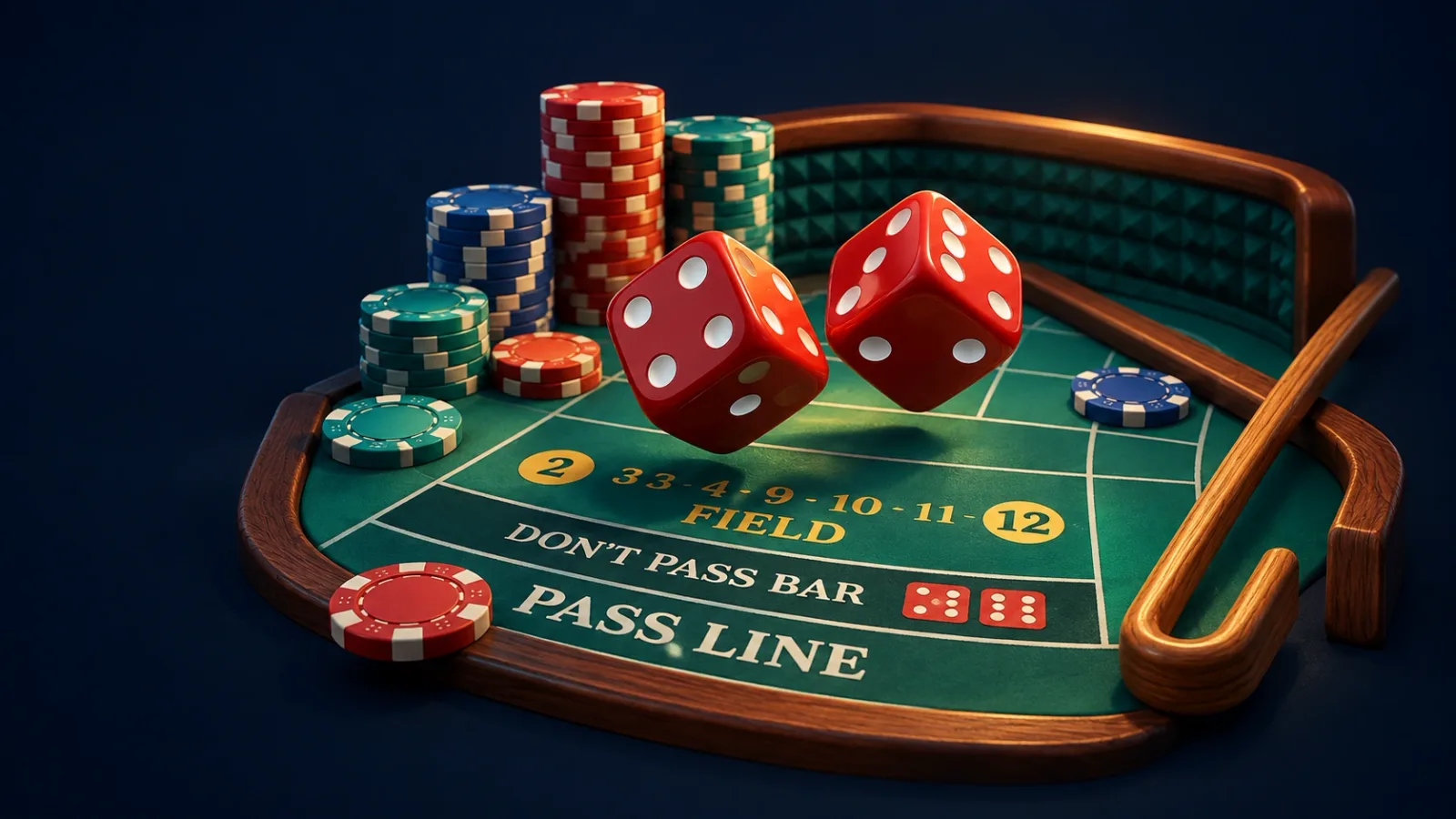 Illustrated cover for Craps. Chips down, one shooter, the whole room sweats the seven.