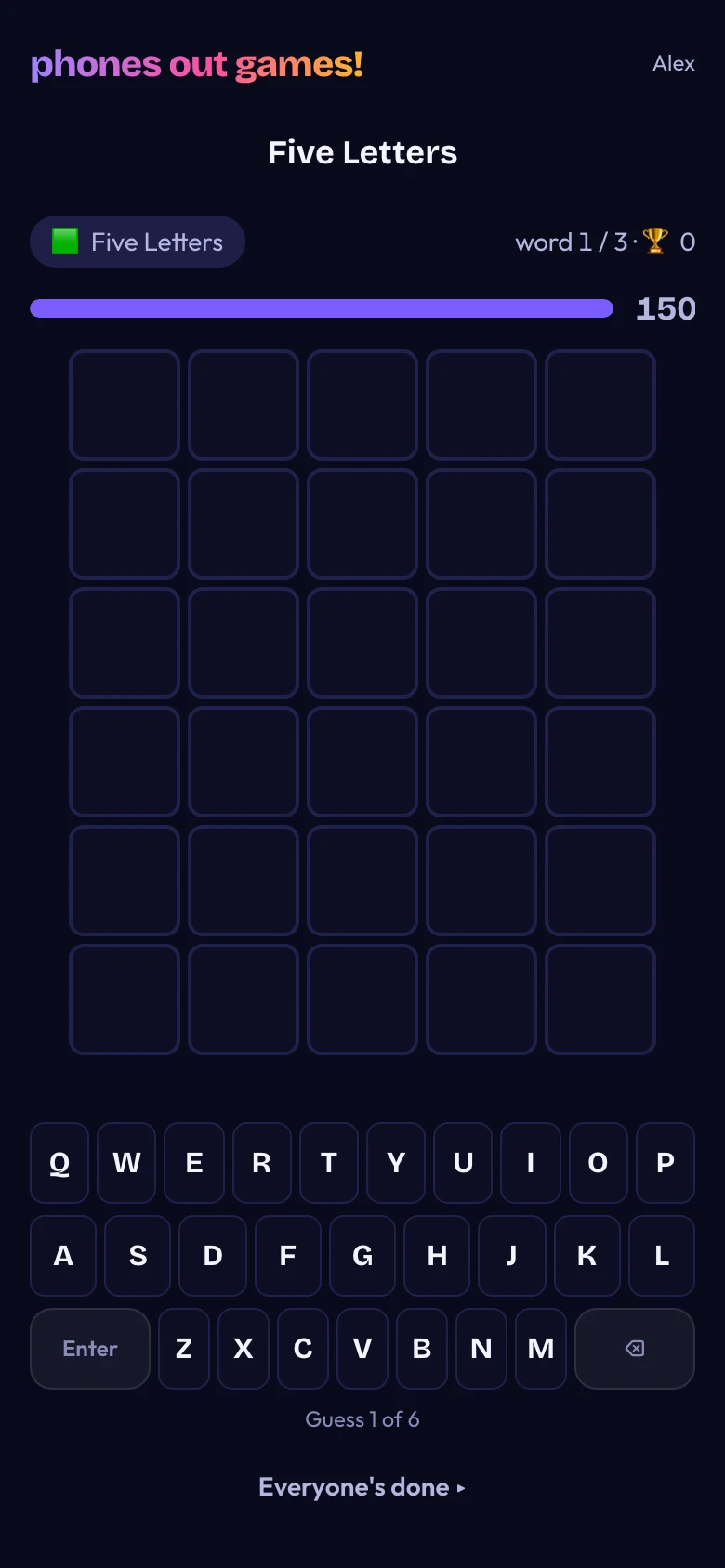Five Letters phone screen: Take a guess