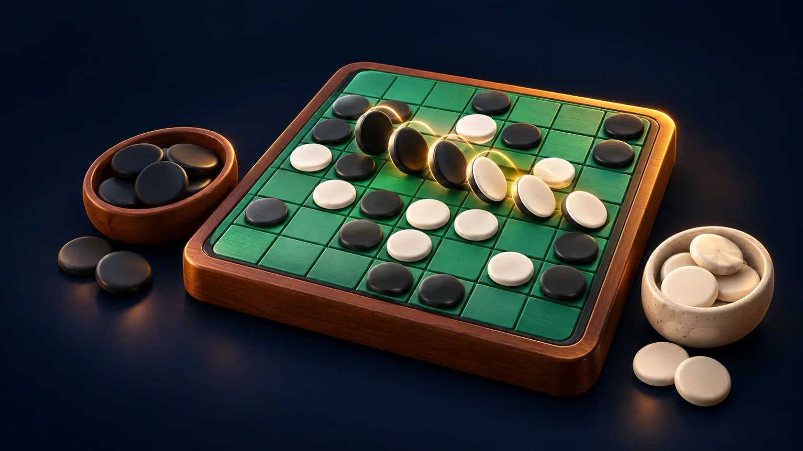 Illustrated cover for Flip. Sandwich their discs and watch the board turn your colour.