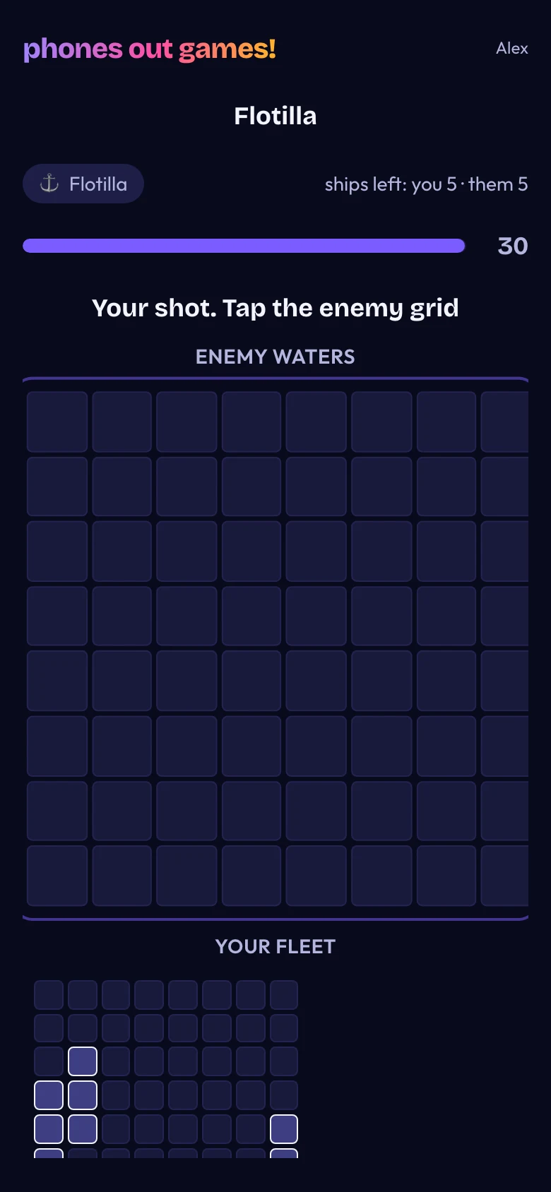 Flotilla phone screen: Take your shot
