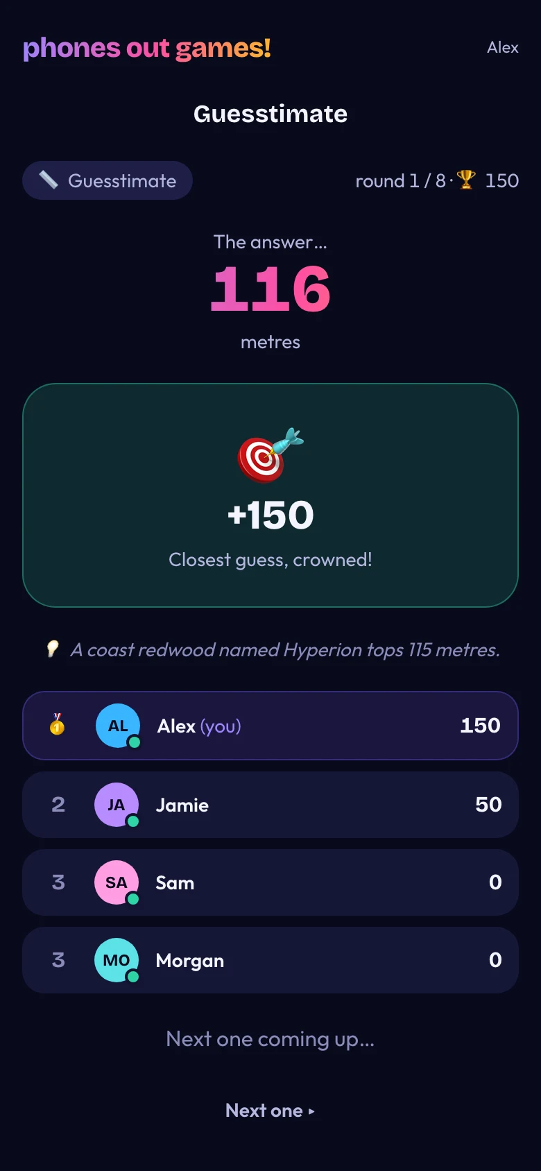Guesstimate phone screen: See the reveal