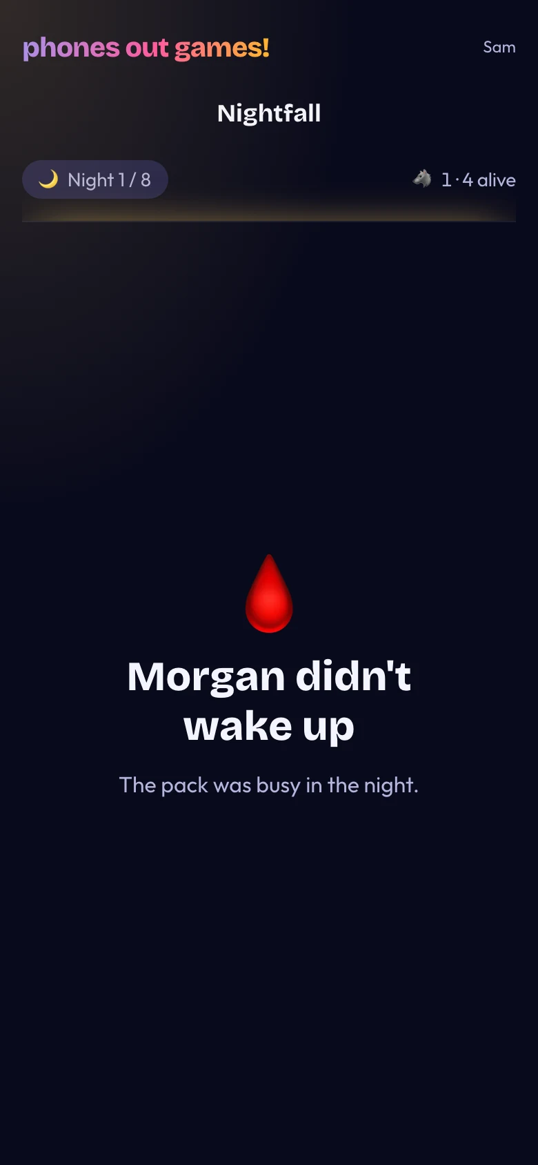 Nightfall phone screen: Dawn breaks