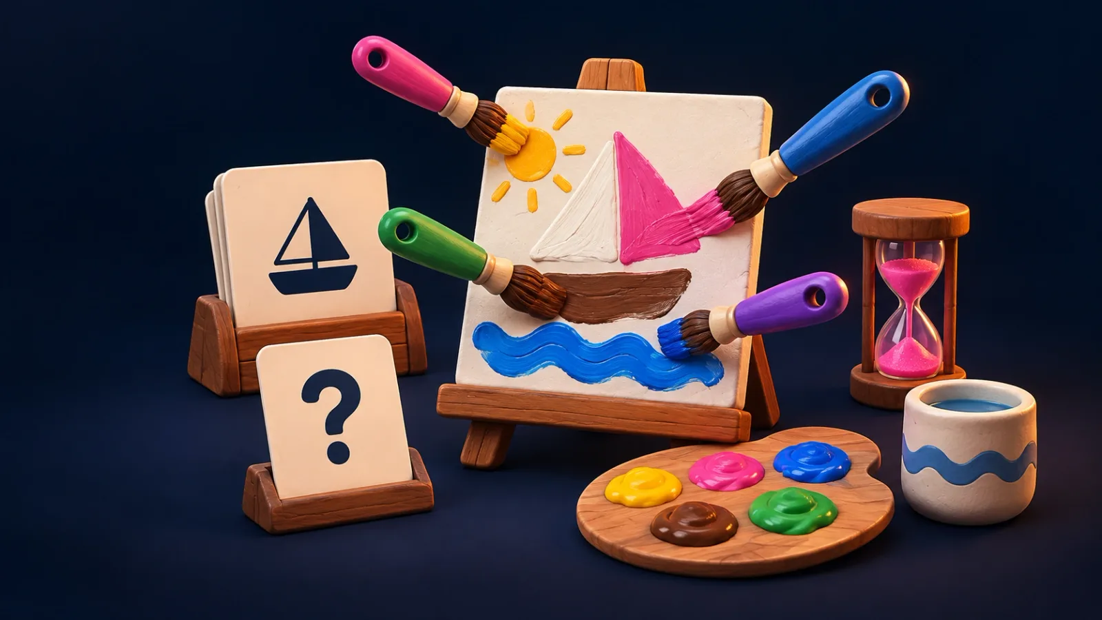 Illustrated cover for Odd Brush. Everyone paints the same thing. One of you has no idea what.