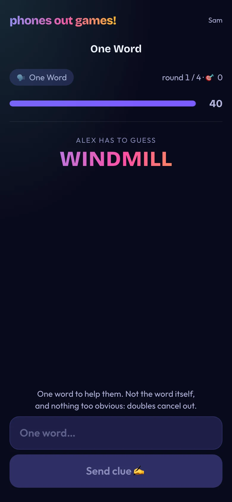 One Word phone screen: Give one word