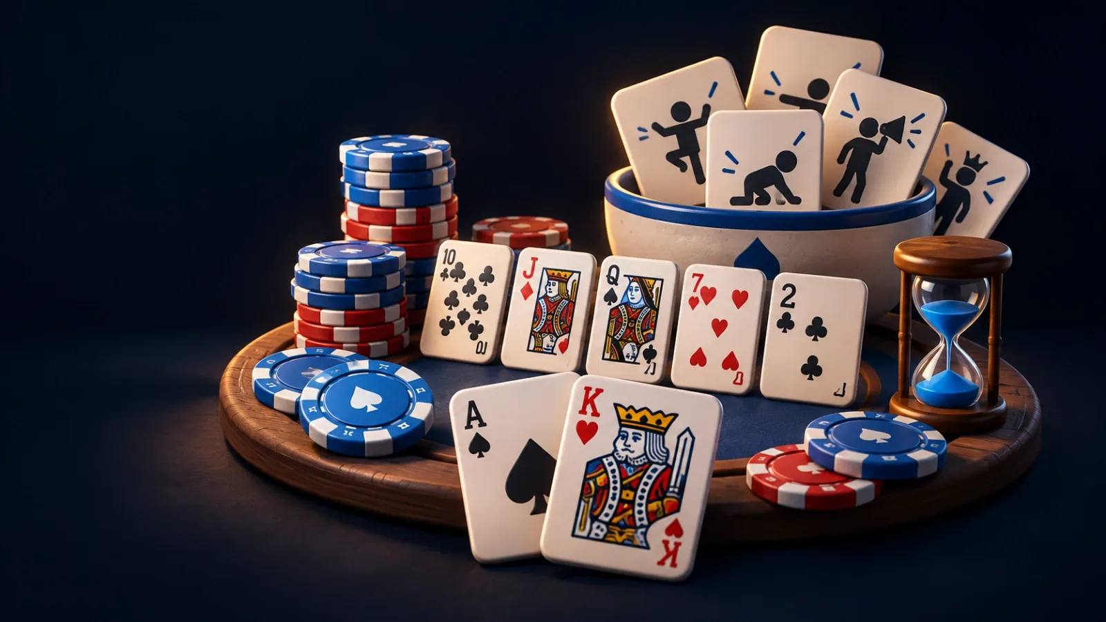 Illustrated cover for Forfeit Hold'em. No money, just dares. Bust and pay the price.