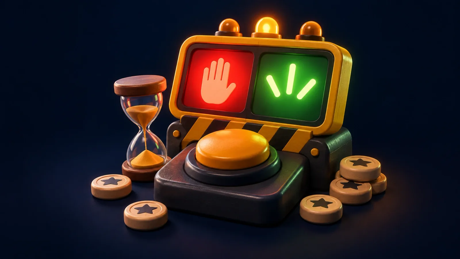 Illustrated cover for Quick Draw. Wait for green. Fastest thumb in the room wins.