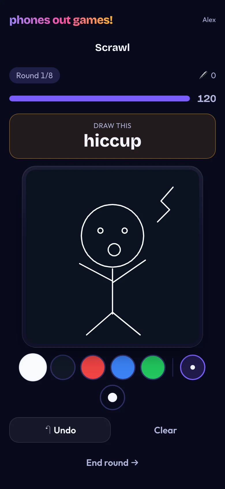 Scrawl phone screen: Draw your word