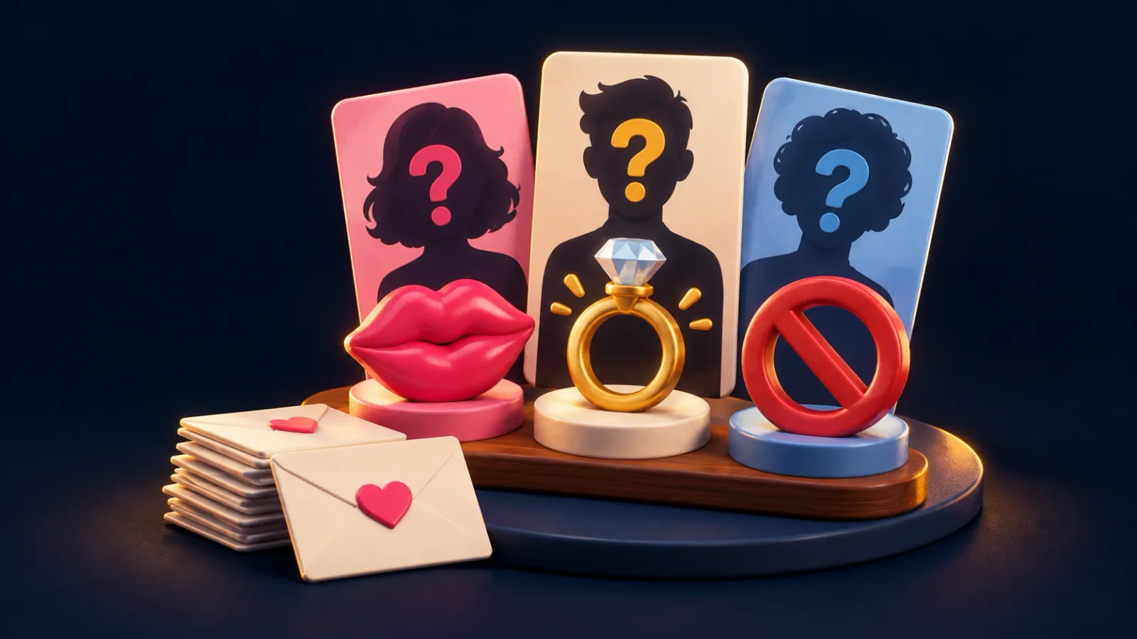 Illustrated cover for Snog Marry Avoid. Rank all three in secret. Match the majority.