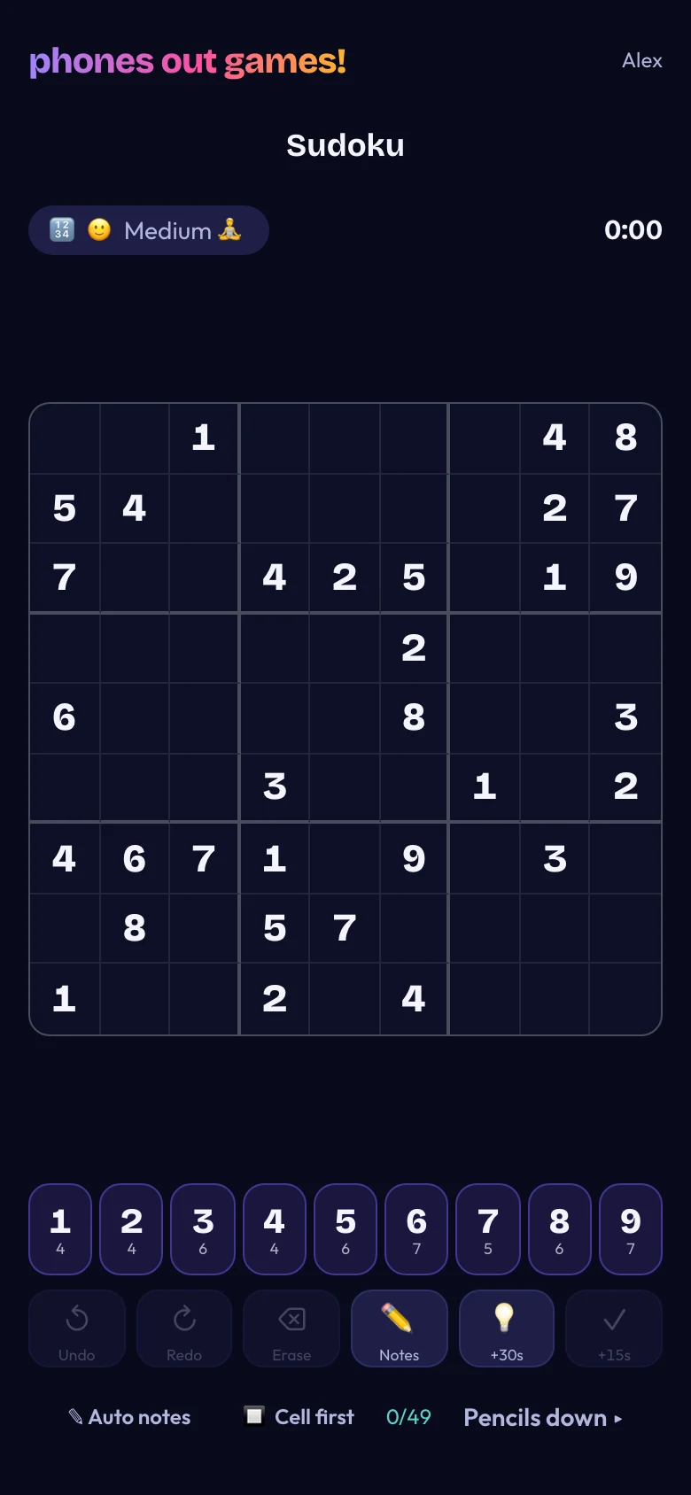 Sudoku phone screen: Race to solve it