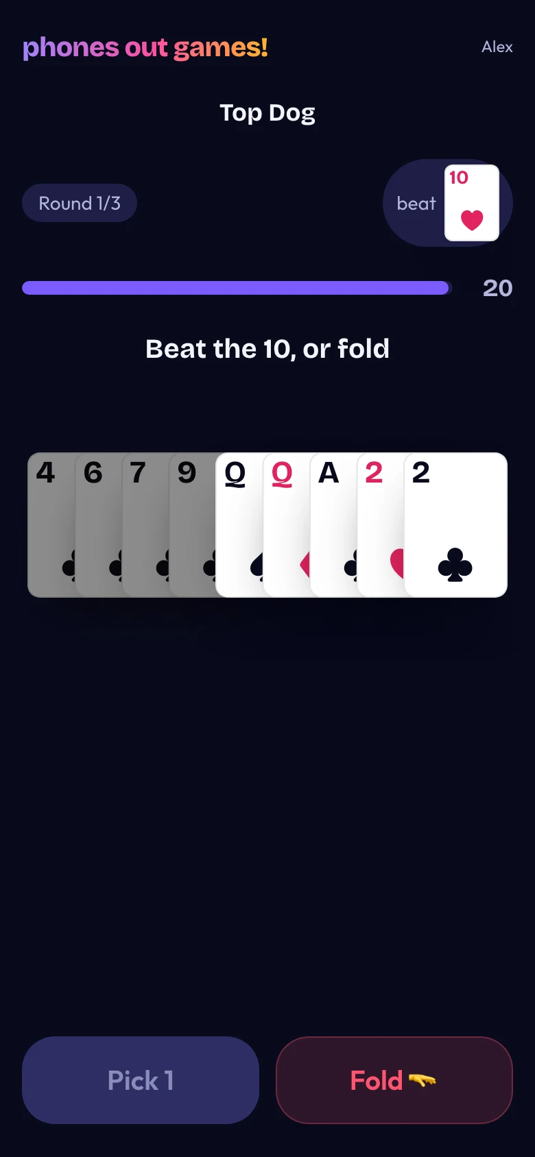 Top Dog phone screen: Climb the pile