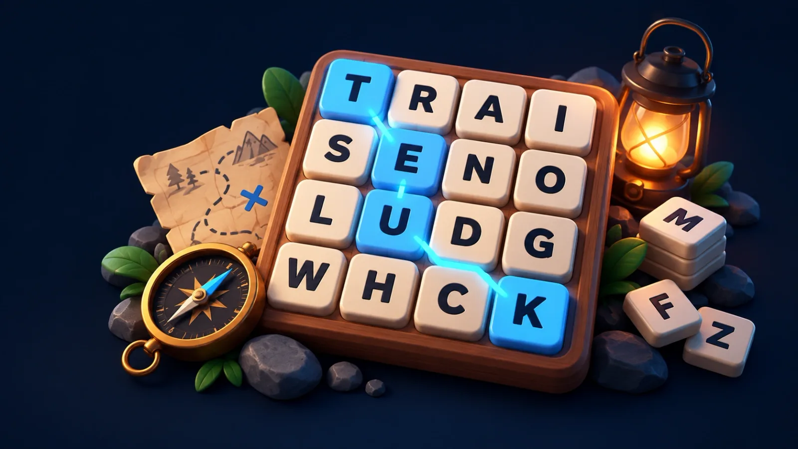 Illustrated cover for Word Grid. Sixteen letters, one grid, everyone hunting. Find what nobody else finds.